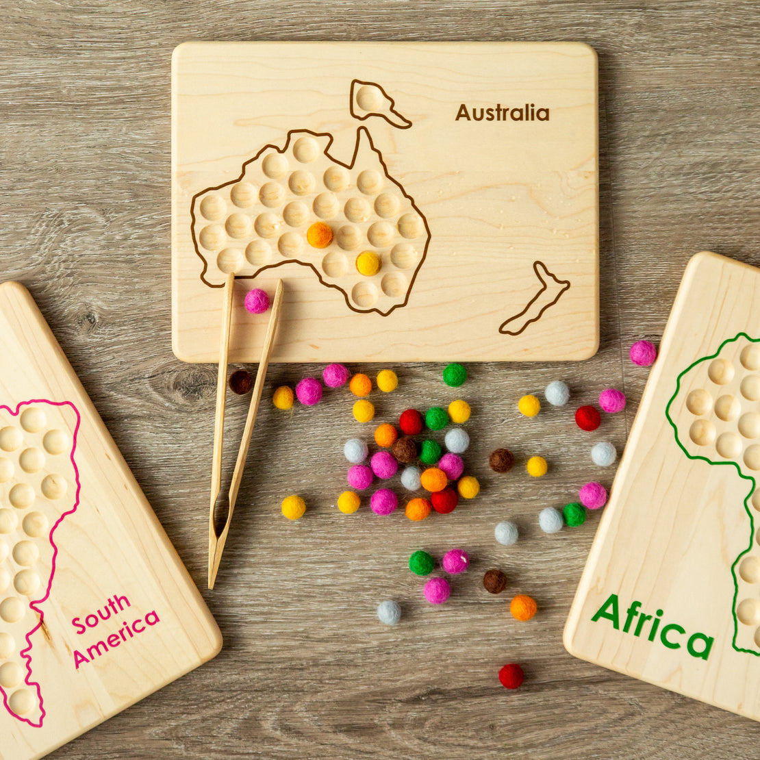 Montessori continent work - Transfer work - Montessori geography - Mon –  MirusToys