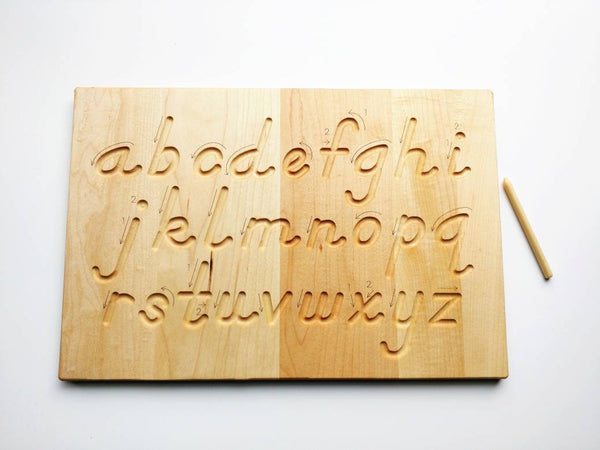 Cursive alphabet tracing board - wooden alphabet board - wooden tracin –  MirusToys