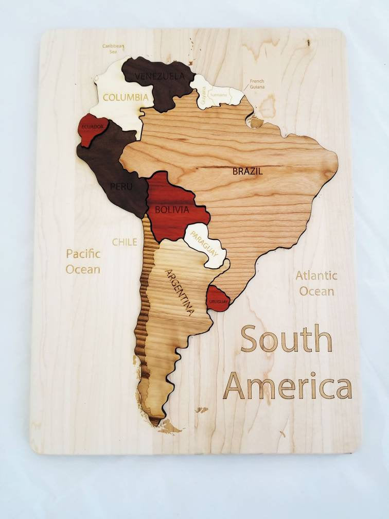 France Map Wooden Puzzle Engraved Country French Educational